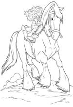 coloring page Merida riding Angus